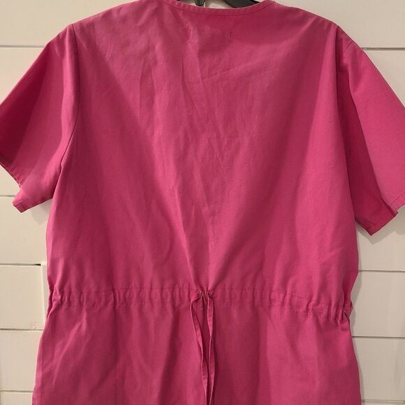 Natural Uniforns Pink Button-Up Women's Scrub Top - Picture 5 of 6